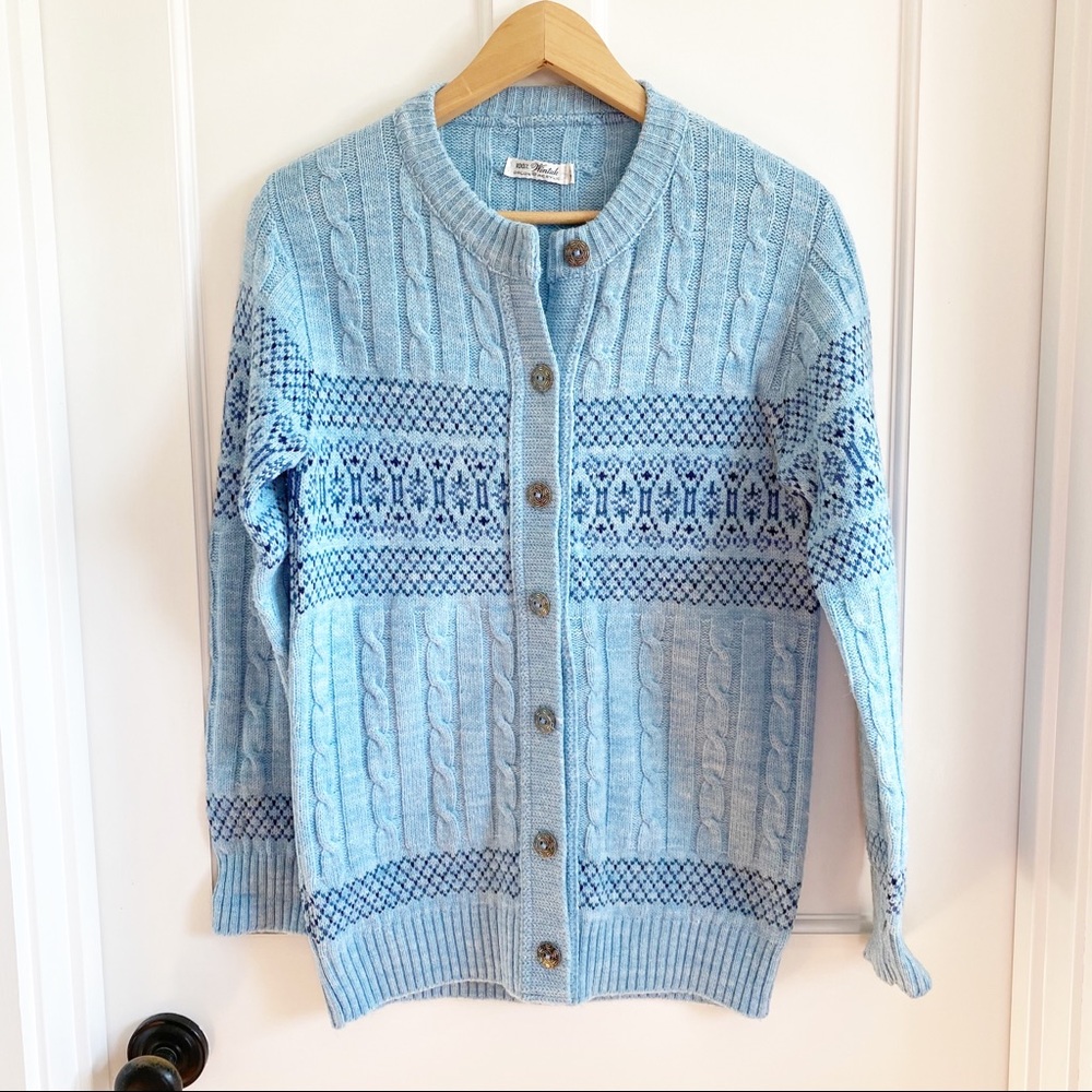 Vintage Grandpa Cardigan Sweater Cableknit Hearts